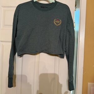 La Hearts Dark Green Cropped Sweater